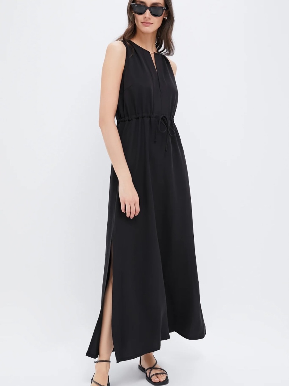 Emerson Fry Black Tencel Grecian Keyhole Dress Size 2